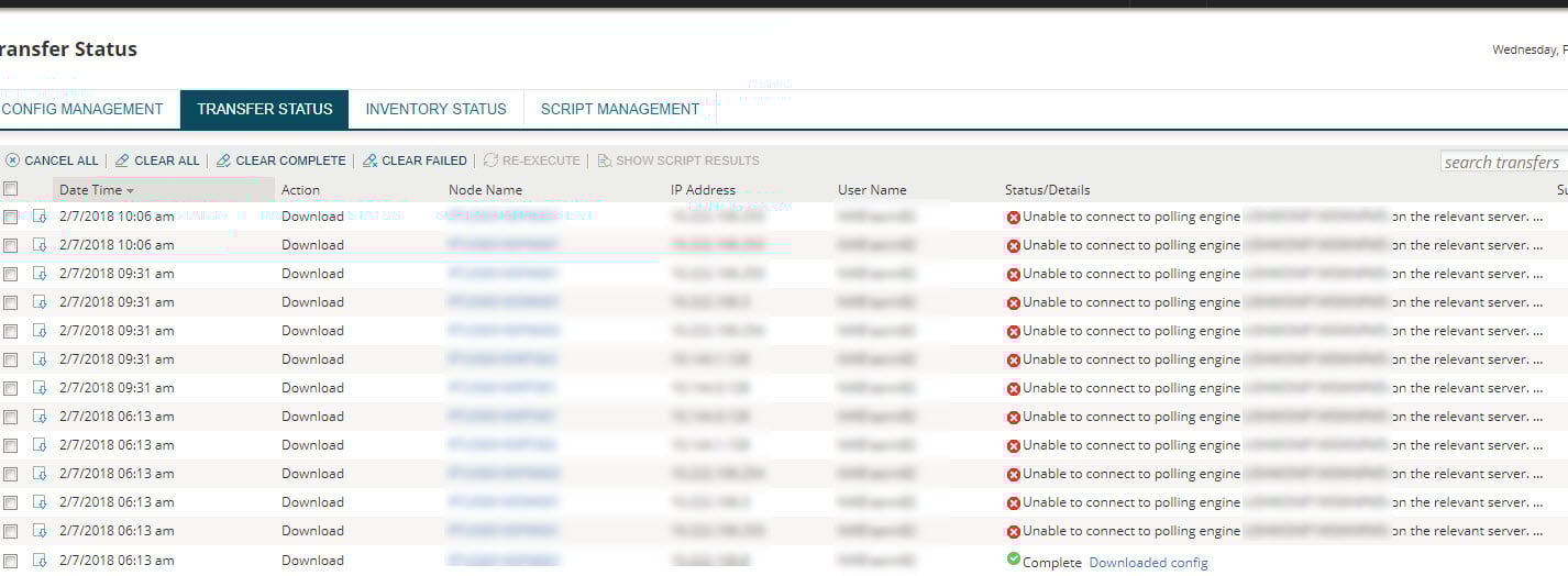 Config Transfer - unable to connect to polling engine.jpg